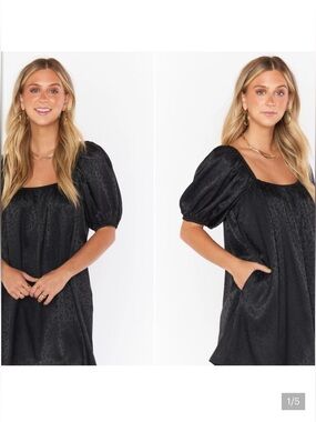 Show Me Your Mumu Black Puff-Sleeve Women’s Dress leopard NWT